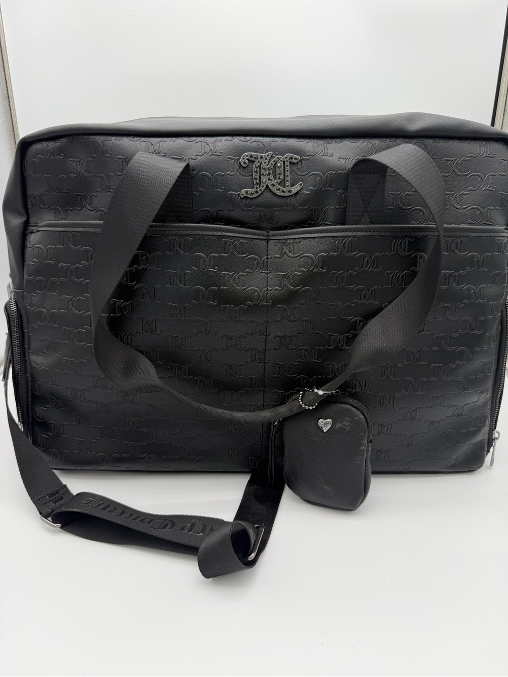Juicy Couture Black Embossed Leather Shoulder Bag